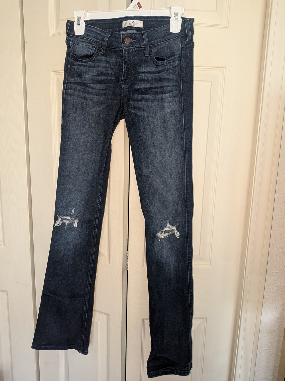Hollister Dark Indigo Distressed Flare Jeans